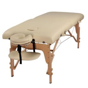Massage Table Bed 2 Section (Wooden) - Cream