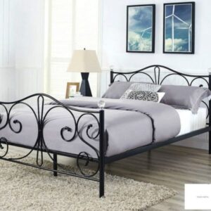 Zafira Metal Bed with Headboard and Footboard - Black King
