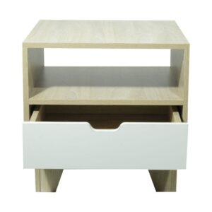 Wooden Nightstand Bed Side Table with Storage Drawer - Oak White