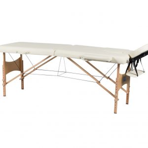 Premium Portable Massage Table Bed 2 Section (Wooden) - Cream