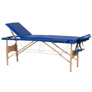 Premium Portable Massage Table Bed - 3 Section (Wooden) - Blue