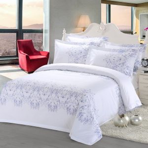 3 Piece Duvet Cover Set 100% Cotton - White Pattern - Queen