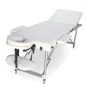 Premium Portable Massage Table Bed - 3 Section (Aluminium) - White