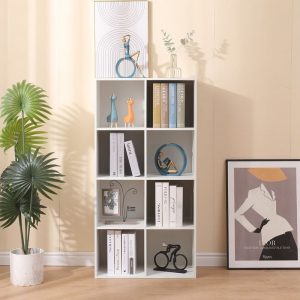 8 Tier 8 Shelves Cube Bookshelf Bookcase White
