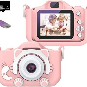 Kids Camera, Children Digital Camera Compatible With Boys Girls, Cute Cat Shape