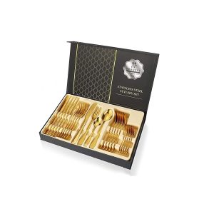 Elegant Gold Finish 24 Piece Cutlery Set
