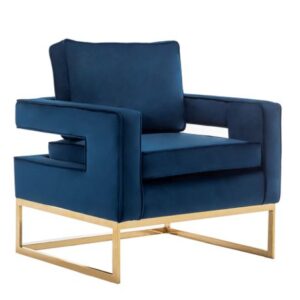 Accent Modern Arm Chair Sofa Living Room Velvet Blue Gold Legs