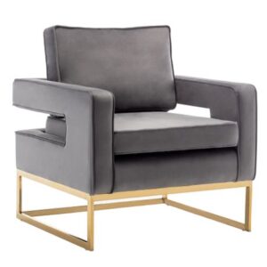 Accent Modern Arm Chair Sofa Living Room Velvet Grey Gold Legs