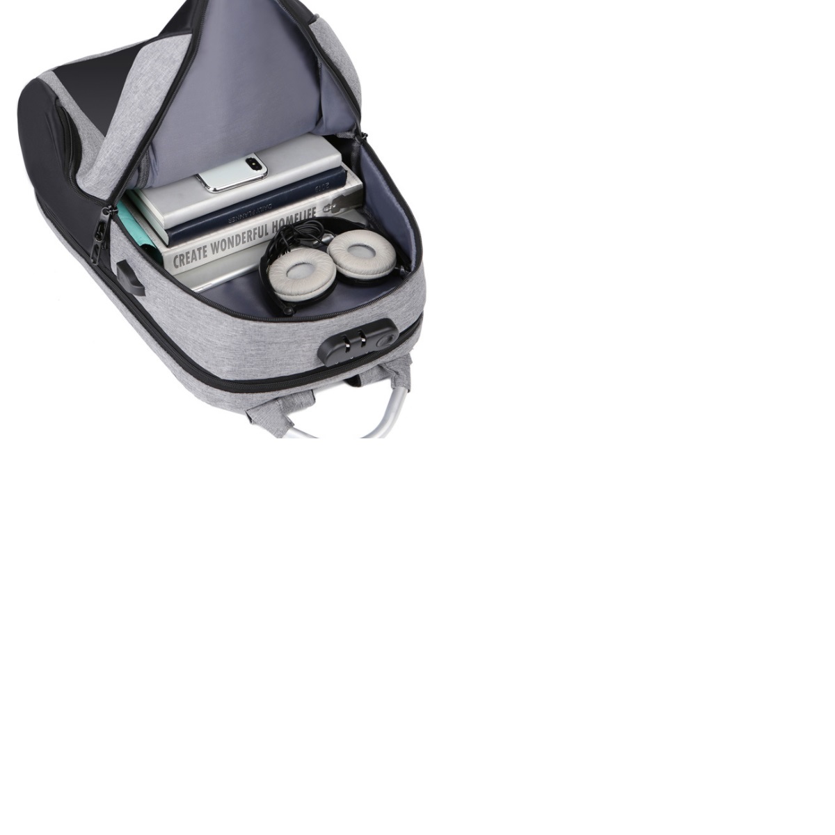 Laptop backpack bag grey n black 2