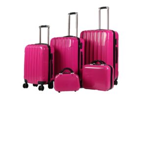 Gamanna 5 Piece ABS+PC Hard Luggage Bag Set with Trolley - Pink