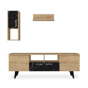 Serne TV Un t Display Plasma Stand with Shelves Sapphire and Marble